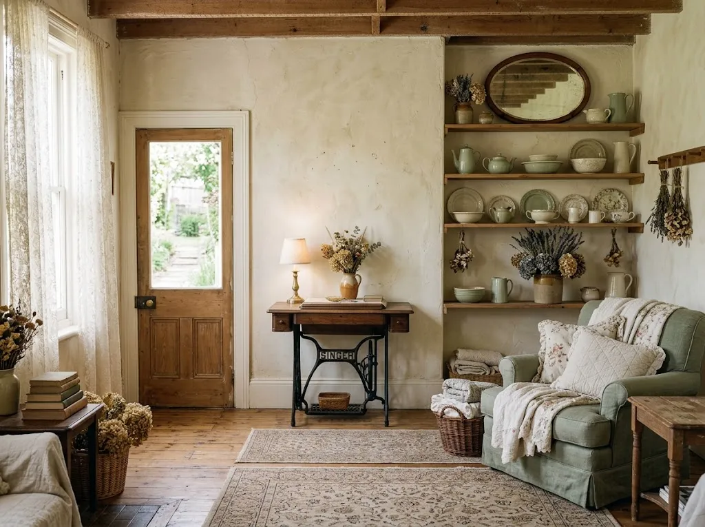 Collection of cottagecore decor ideas in a cozy vintage home