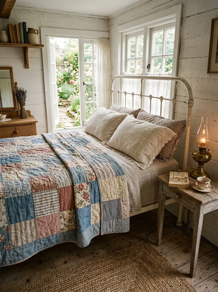 patchwork-quilt-bedding-cottage-bedroom
